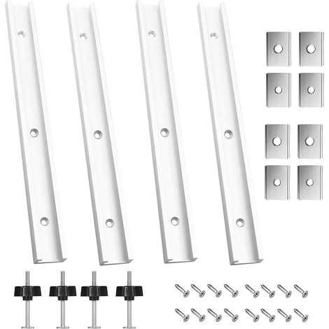 Lot de 4 Rails de Guidage en T Aluminium 400 mm avec Écrous M6 et M8 - Pour Menuiserie et Montage Précis sur Gabarit (1/5)