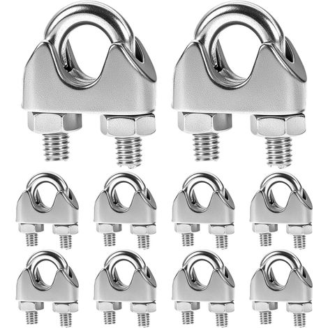 10 Pièces Clip de Câble Métallique, U Boulon Clip de câble M4, Serre Câbles étrier en acier inoxydable 304