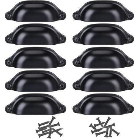 Lot de 12 Poignée Bouton de Porte 82MM Décoration pour Meuble Tiroir - Noir (1/3)