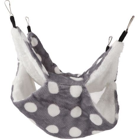 Hamac suspendu à 3 couches pour petits animaux, sûr, doux et chaud, en peluche, pour hamsters, furets et écureuils (gris) (1/5)