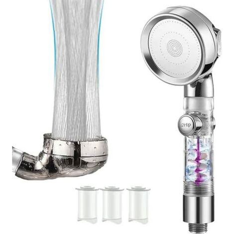 Cabezal de ducha de alta presión, 3 modos, específico para baño, ahorrador de agua, con botón. (1/3)