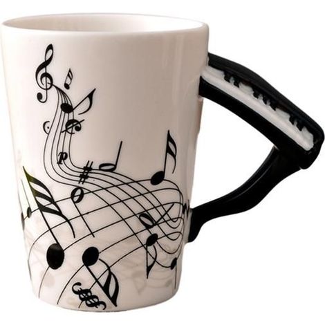 240Ml, Tasse en CéRamique de Musique CréAtive Tasses et Tasses Mignonnes de Bâton de Lait de Thé de Café et de Tasses avec des (1/4)