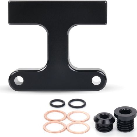 Automotive aftermarket fuel filter bypass kit for 03-09 Dodge Ram 5.9 and 6.7 Cummins engines. (1/5)