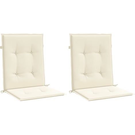Cojín silla jardín respaldo bajo 2 uds tela Oxford crema vidaXL (1/10)