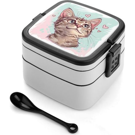 Boîte à bento en forme de cœur pour chats, empilable adultes (1/5)