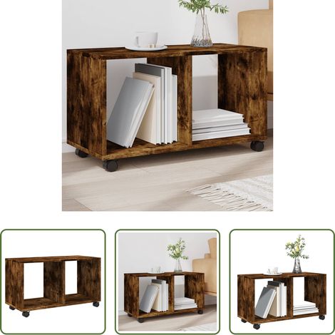 Armoire chêne fumé - Armoire roulante chêne fumé 72x33x42,5 cm bois d'ingénierie (1/5)
