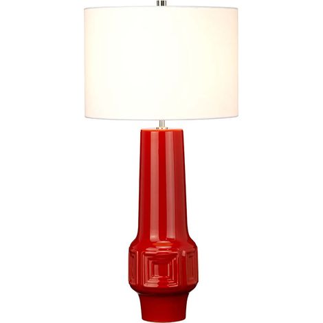 Tischlampe Schreibtischlampe Beistelllampe Keramik Weiß H 75,8 cm Nickel (1/2)