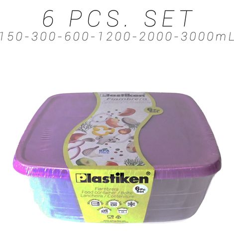 FPLUS plastiken fiambreras set 6 piezas cuad. morado 20166-mor