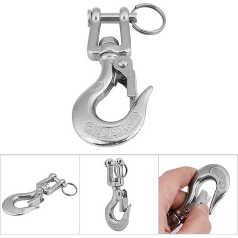 Drehbarer Hebekettenhaken aus Edelstahl 304, Tragfähigkeit 150 kg, Länge 90 mm