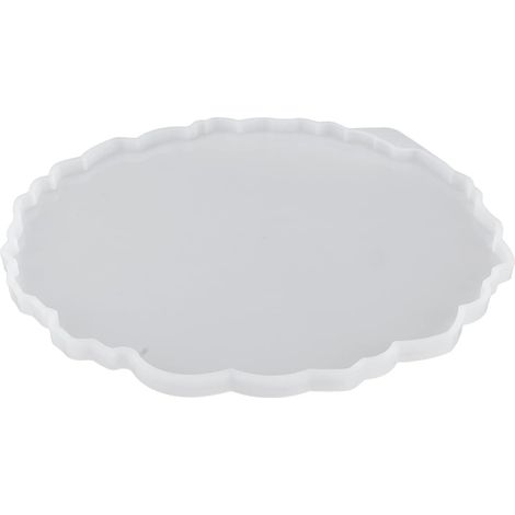 Moule Resine Epoxy, Moule en Silicone, Grand Moule Rond en Résine Plateau De Service Irrégulier en Silicone Plateau à Fruits Moule en Silicone époxy Moule De Dessous De Verre, 26cm (1/5)