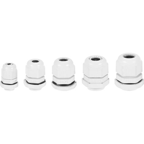 Lot de 20 Kits de Presse-Étoupe Pg7 Pg9 Pg11 Pg13,5 Pg16, Connecteurs de Câble Réglables, Raccords de Conduit Étanche en Plastique, Raccords de Conduit Électrique, Gris (1/5)