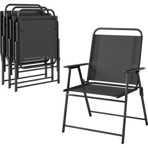 Silla plegable de camping, diseño de respaldo alto, fácil de montar, color negro. (1/5)
