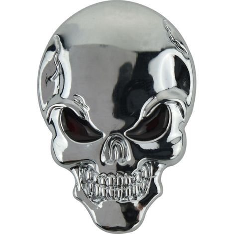 Adesivo in metallo 3D Punk con teschio e scheletro per auto/moto, decalcomania cool, argento