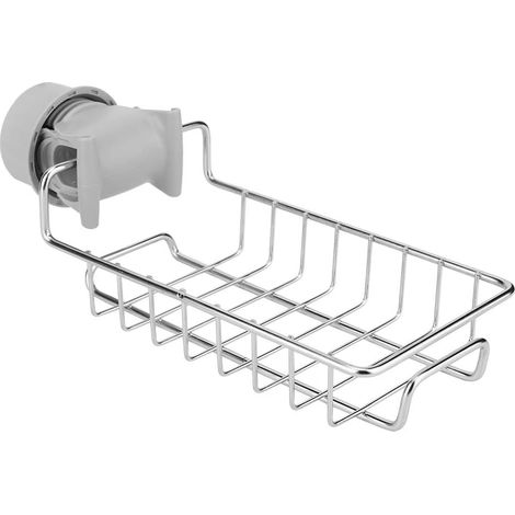 Support D'évier en Acier Inoxydable, Robinet – Organiseur Amovible pour Savon Et éponge, Support Multifonctionnel De Cuisine Et De Salle De Bain avec Crochet Rotatif (1/5)