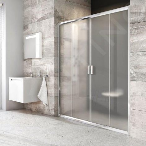Ravak Blix - Porte de douche en quatre parties BLDP4-130, 1270-1310 mm, aluminium brillant/verre Grape 0YVJ0C00ZG (1/5)