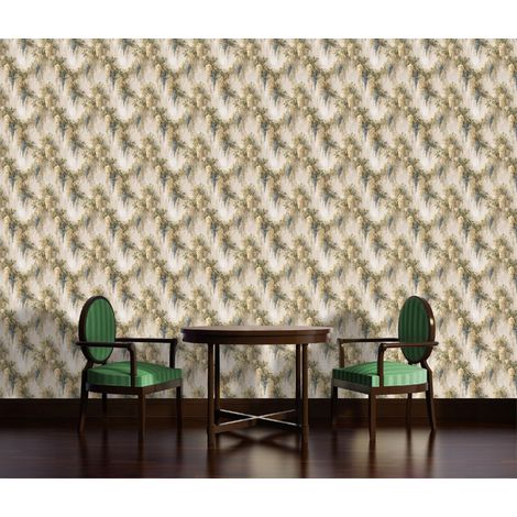 Wallarena Vliestapete Beige Blätter Blumen Vintage, für Wohnzimmer und Schlafzimmer, 10 m x 50 cm – Komplettset inkl. Kleister & Anleitung (1/5)