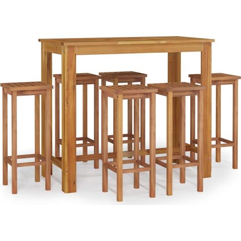 Maison Exclusive - 7-tlg. Gartenbar-Set Massivholz Akazie