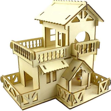 Cachette pour hamster, rat, gerbille, villa à double étage pour petits animaux - Maison d'activités B- (1/5)