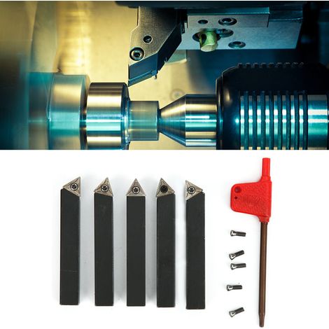 Ensemble de 5 outils de tournage en carbure de 3/8 po pour tours, outils de coupe et de dressage (1/5)