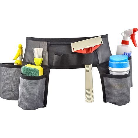Ceinture à outils en cuir, ceinture à outils de nettoyage, ceinture en nylon réglable, tablier à outils, sac ceinture professionnel, sac à outils ménager pour artisans, charpentiers, électriciens (1/5)