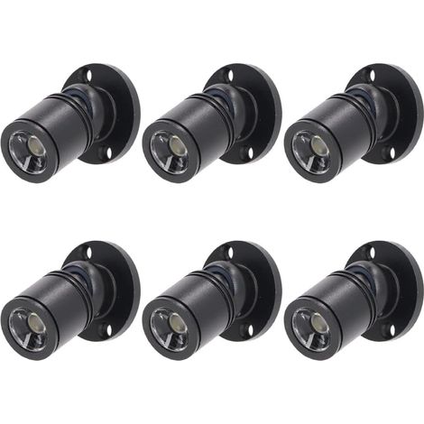 Lot de 6 Spot LED 12V, Dimmable Noir Aluminium, Rotation 360 Degrés Pour Vitrine (1/5)
