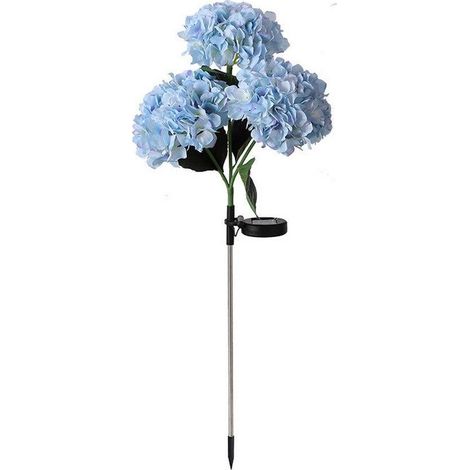 Lampe solaire LED bleue en forme de fleur d'hortensia pour jardin (1/3)
