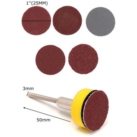 Lot de 100 Disques Abrasifs de Ponçage Ronds 25mm, Papier Verre Auto-adhésif de Grain 100 180 240 1500 3000 Papier Abrasif avec Pad Plateau de Support pour Meulage Polissage (1/5)