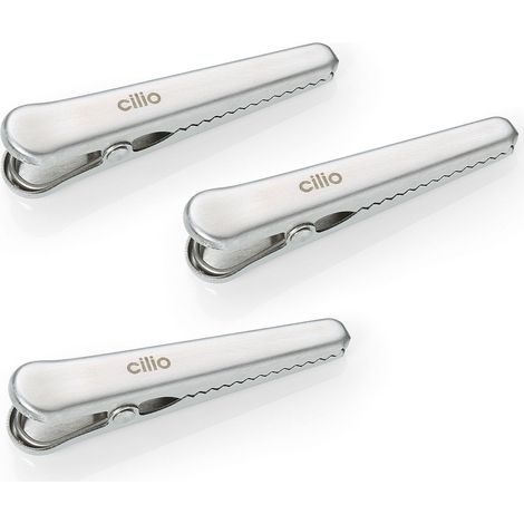Cilio fermaborse, 3 pezzi, acciaio inox, 8 cm (1/2)