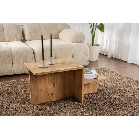 mesa de centro\ da salotto Cantello, Tavolo basso da caffè, Portariviste per divano, Ripiano da soggiorno, 80x40 h40 cm, Pino (1/5)