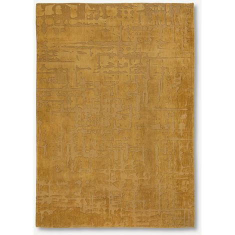 DISEÑO BAOBAB - ALFOMBRA ESTRUCTURA EFECTO TERCIOPELO - Hecha en Bélgica  - Acabado a Mano - Antideslizante Natural - 100% Poliéster - Oro Madagascar - Redonda 240 CM