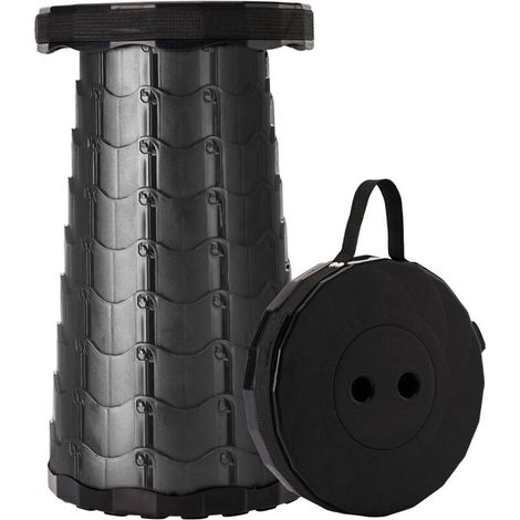 Tabouret pliable amélioré, épais et portable, rétractable, pour la pêche, les randonnées, les barbecues et les fêtes (noir) (1/5)