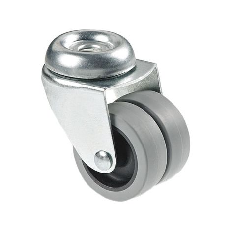 Rueda doble de polipropileno con agujero pasante de 12 mm y diámetro de 50 mm para pesos de hasta 70 kg 09403435