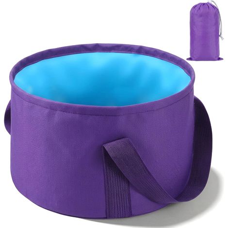 Seau pliable pour tremper les pieds - Portable - Sac de lavage pour les pieds - Pour les soins des pieds, le bain de pieds pour l'extérieur, le camping, la maison, beige (1/5)