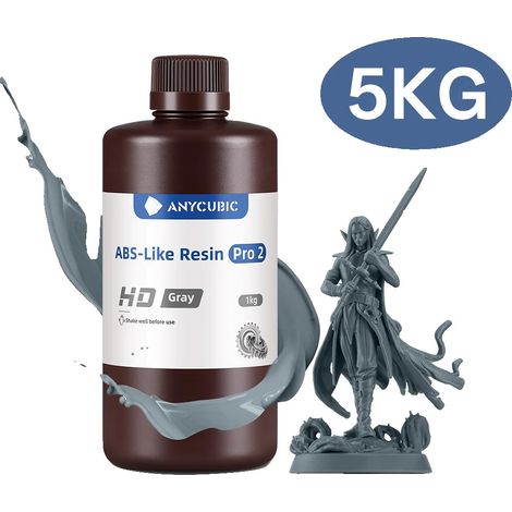 Resina 3D, curado UV rápido, alta precisión, ABS Pro2 HD Gris - 5 kg