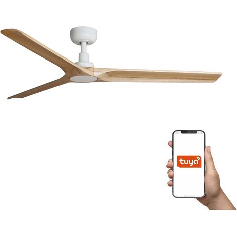 Faro Heywood Grand ventilateur de plafond à 3 pales blanc mat, système intelligent Tuya (1/3)