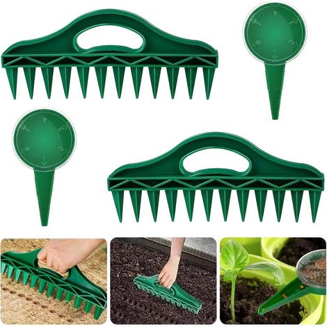 Distributeur de Semences,4 Pièces Entretoise de Graines de Jardin avec Distributeur,Semoir à Graine,Jardinière de Sol à 12 Trous,Entretoise de Semis (1/5)