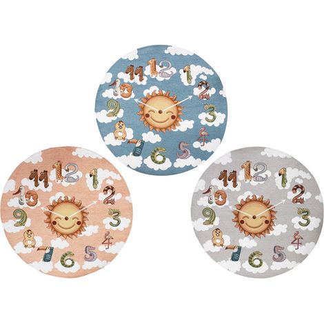 Tappeto Arredo e Gioco Antiscivolo Per Cameretta Bambini Disegno Orologio, misuraRotondo 140coloreRosa Antico (1/4)