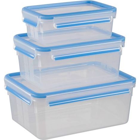 Emsa Food Clip&Close 508567 3er Set transparent/blau
