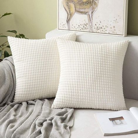 Ensemble de 2 taies d'oreiller en velours côtelé jeter oreiller housse de coussin , 50x50 cm canapé coussins Décoratifs canapé c (1/5)