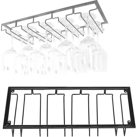 Porte-Verres Suspendu - Support de Verre à Vin avec 5 Rails pour 10-15 Verres, 50 x 22,5 x 5,5 cm (1/4)