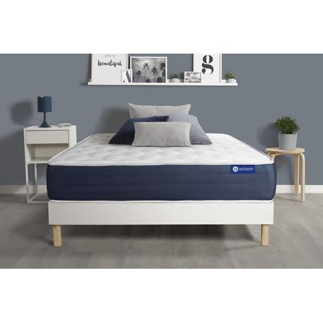 Ensemble matelas Ressorts ensachés et Mémoire de forme ACTIFLEX SLEEP 90x190 5zones de confort + sommier KIT blanc (1/5)