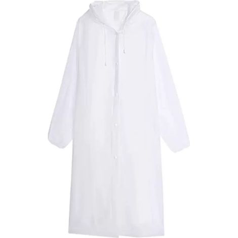 Ponchos de pluie unisexes (lot de 2) — Imperméables et ponchos réutilisables et imperméables en EVA respirant — Blanc, Longueur : 115 cm (1/4)
