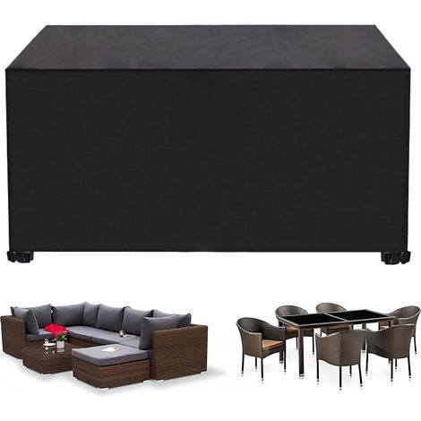 Housse de protection imperméable noire pour meubles de jardin, 123 x 123 x 74 cm, pour table et chaises (1/5)