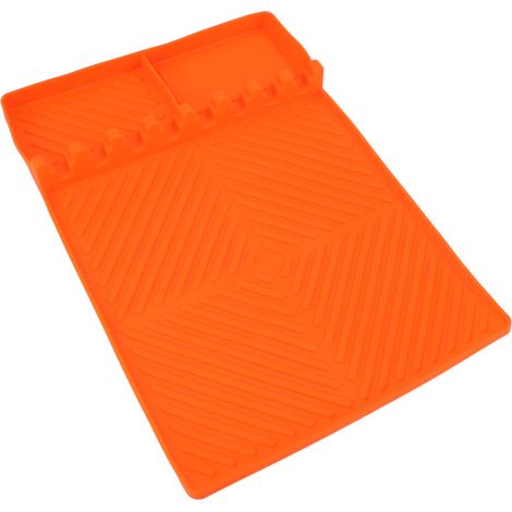 Tapis de cuisson en silicone pour barbecue, 8 emplacements, 40,6 x 29,2 cm, antidérapant, résistant à la chaleur, facile à nettoyer, accessoire de cuisine orange. (1/5)
