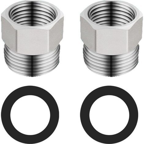 Raccord rond pour tuyau de douche, réducteur pour flexible de douche, G1/2" à G3/8", acier inoxydable chromé (1/4)