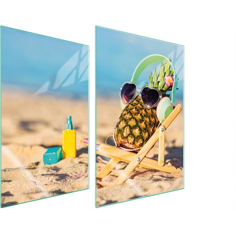 Assiette de protection en verre pour la cuisine 2x35x52 ananas (1/5)