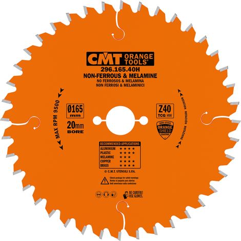 296.165.40H Sageblatt Fur PLASTIQUE NON FERREUX HW 165X2.2/1.6X20 Z40 TCG -6°NEG