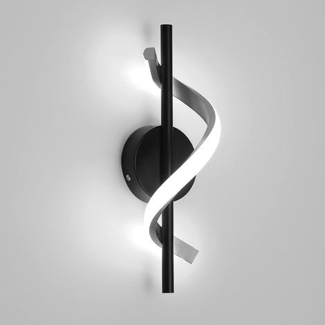 Lampe Murale Moderne LED - Lumière Design Spirale Pour Chambre Escalier Salon & Couloir Éclairage Intérieur en Aluminium-Noir 12W Blanche (1/4)