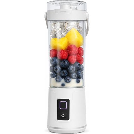 Blender Portable sans Fil pour Jus Frais, Gourde 2-en-1, 12 Lames, Noir avec Lumière (1/5)