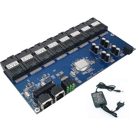 Gigabit-Glasfaser-Switch 8 SC 2 1000M RJ45 Gigabit Ethernet, 5V3A Medienkonverter, EU-Stecker (1/5)